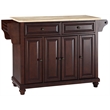 Pemberly Row Modern Natural Wood Top Kitchen Island in Mahogany