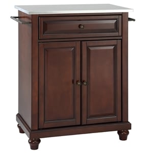 Pemberly Row Modern Wood Top Portable Kitchen Island in Mahogany