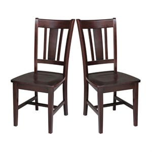 Pemberly Row Modern Wood Splat Dining Chair in Rich Mocha Set of 2