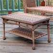 Pemberly Row Modern Wicker Patio Furniture Coffee Table in Honey