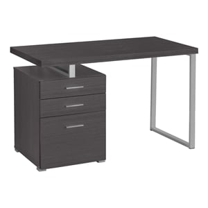 Pemberly Row Computer Desk Home Office Laptop Storage Drawers 48&quotL in Metal Gray