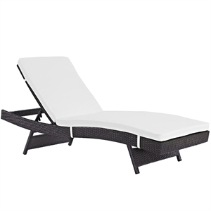 Pemberly Row Aluminum and Rattan Patio Chaise in Espresso / White