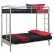 Pemberly Row Modern Twin over Futon Metal Bunk Bed in Silver