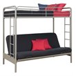 Pemberly Row Modern Twin over Futon Metal Bunk Bed in Silver