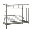 Pemberly Row Modern Twin over Futon Metal Bunk Bed in Silver