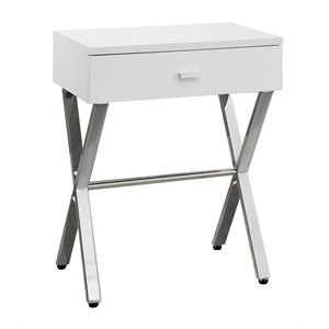 Pemberly Row Accent Table Side End Nightstand Lamp Bedroom Metal Glossy White