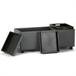Pemberly Row Contemporary 3 Faux Leather Tray Bench in Stone Gray