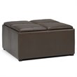 Pemberly Row Modern Square Faux Leather Ottoman in Chocolate Brown
