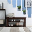 Pemberly Row Modern Utility Mudroom Bench in Espresso Wood Finish