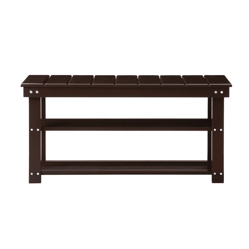 Pemberly Row Modern Utility Mudroom Bench in Espresso Wood Finish
