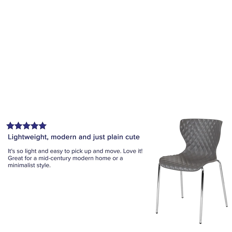 Pemberly Row Contemporary Plastic Dining Side Chair in Gray Finish