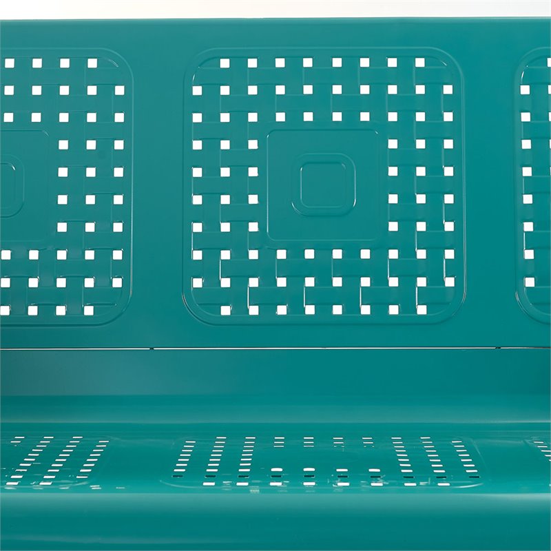 Pemberly Row Modern Metal Gliding Patio Sofa in Turquoise Finish