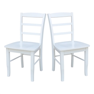 Pemberly Row Set of Two Solid Wood Ladderback Chairs in White