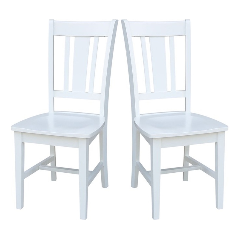 Pemberly Row Set of Two Solid Wood Splatback Chairs in White