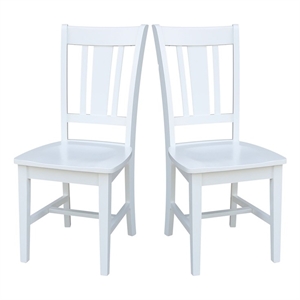 Pemberly Row Set of Two Solid Wood Splatback Chairs in White