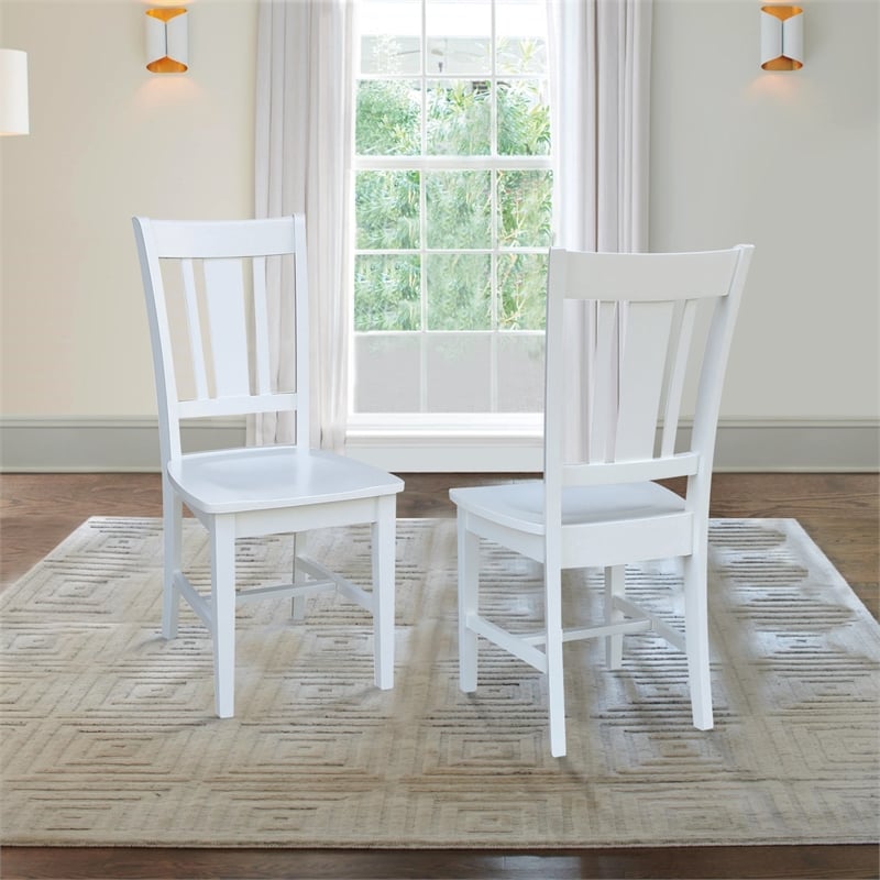 Pemberly Row Set of Two Solid Wood Splatback Chairs in White