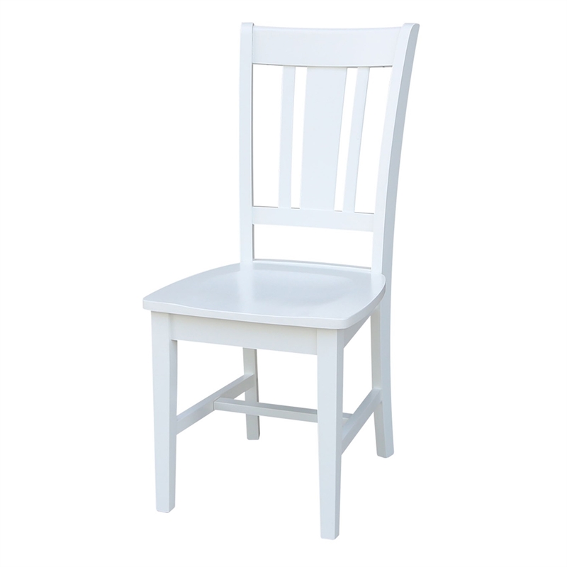 Pemberly Row Set of Two Solid Wood Splatback Chairs in White