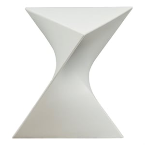 Pemberly Row Modern Plastic Triangle End Table in White Finish