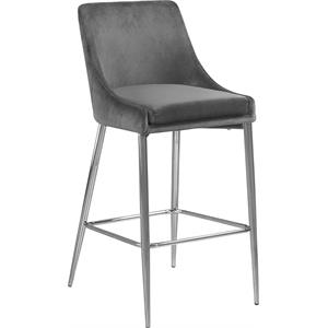 Pemberly Row Modern 27.5&quotH Velvet Counter Stool in Gray (Set of 2)