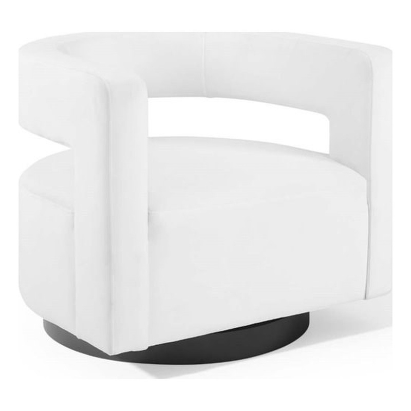 Pemberly Row Modern Performance Velvet Swivel Armchair in White