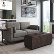 Pemberly Row Faux Air Leather Storage Ottoman in Distressed Brown