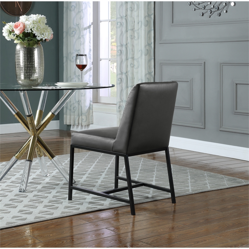 Pemberly Row Quilted Gray Vegan Leather Dining Chair (Set of 2)