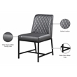 Pemberly Row Quilted Gray Vegan Leather Dining Chair (Set of 2)