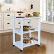 Pemberly Row Contemporary Solid Wood Microwave Cart in White