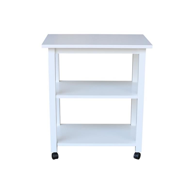Pemberly Row Contemporary Solid Wood Microwave Cart in White