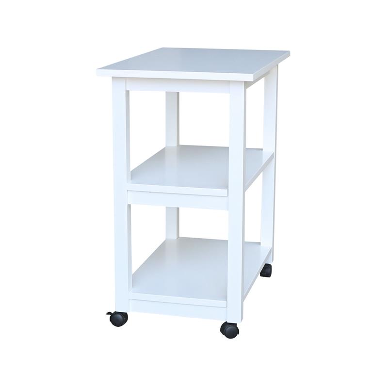Pemberly Row Contemporary Solid Wood Microwave Cart in White