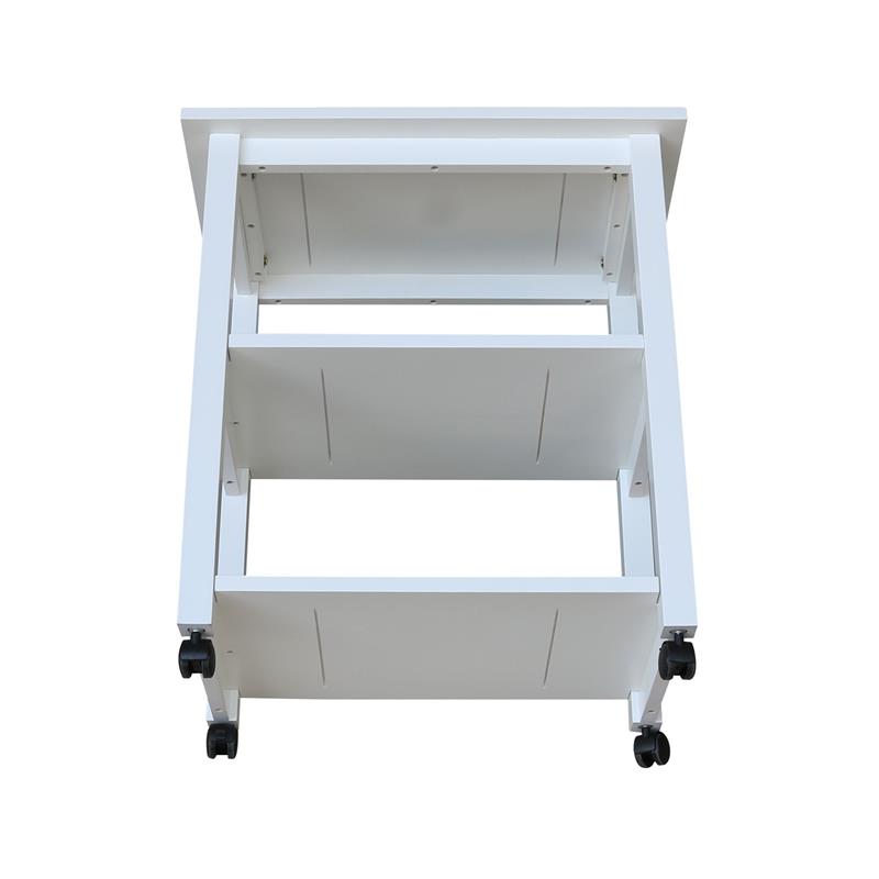 Pemberly Row Contemporary Solid Wood Microwave Cart in White