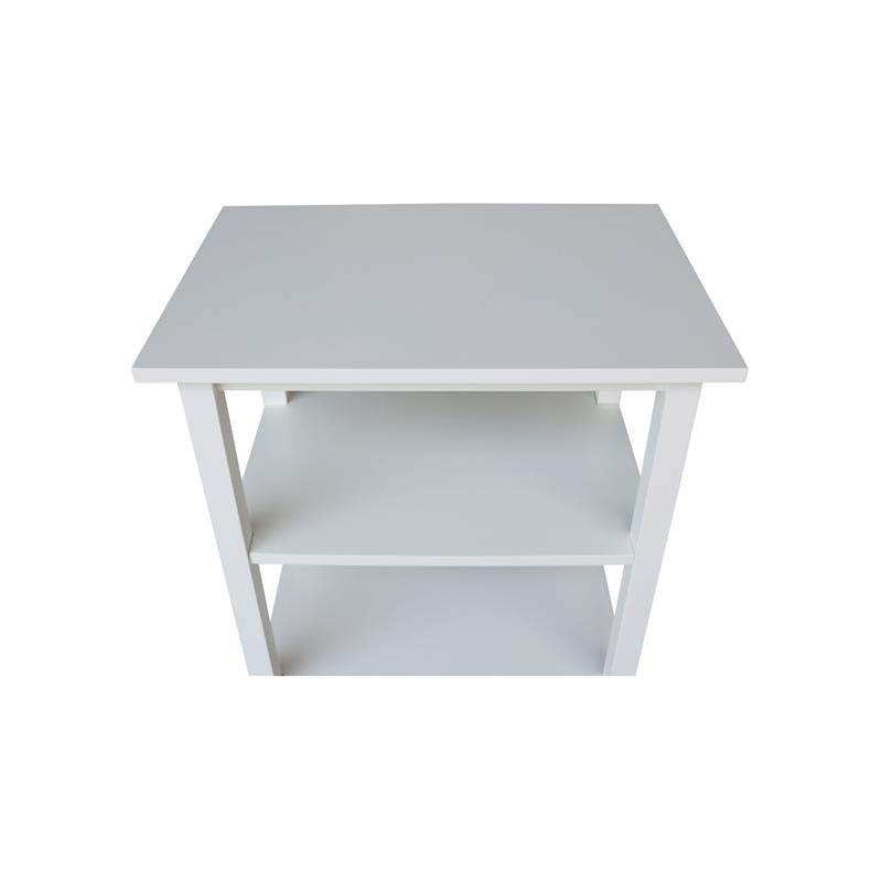 Pemberly Row Contemporary Solid Wood Microwave Cart in White