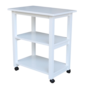 Pemberly Row Contemporary Solid Wood Microwave Cart in White