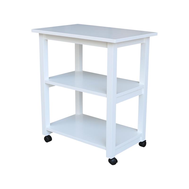 Pemberly Row Contemporary Solid Wood Microwave Cart in White