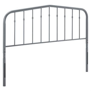 Pemberly Row Contemporary Modern Queen Metal Spindle Headboard in Gray