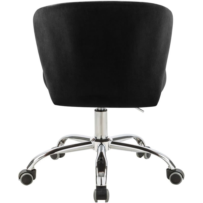 Pemberly Row Swivel Adjustable Black Velvet and Chrome Office Chair