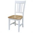 Pemberly Row Solid Wood Splatback Chair in White / Natural- Set of 2