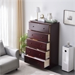 Pemberly Row Solid Pine Wood 5 Drawer Chest Dresser in Mahogany