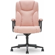 Pemberly Row Contemporary Office Chair in Pink Microfiber Finish
