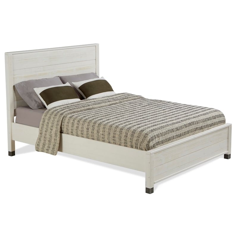 Pemberly Row Modern Solid Wood Full Platform Bed in Shabby White