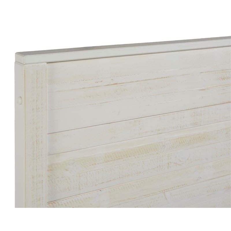 Pemberly Row Modern Solid Wood Full Platform Bed in Shabby White