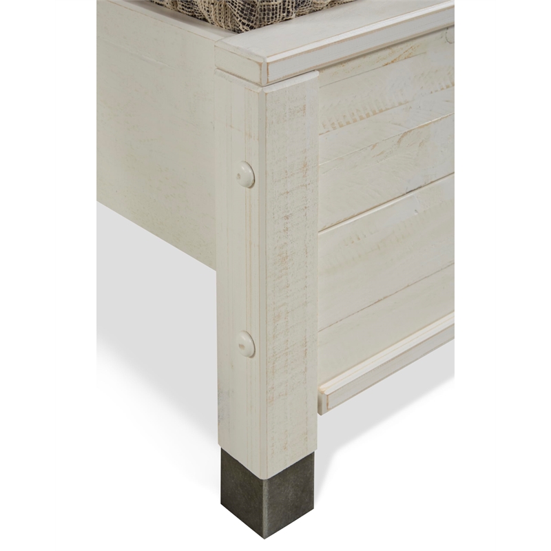 Pemberly Row Modern Solid Wood Full Platform Bed in Shabby White