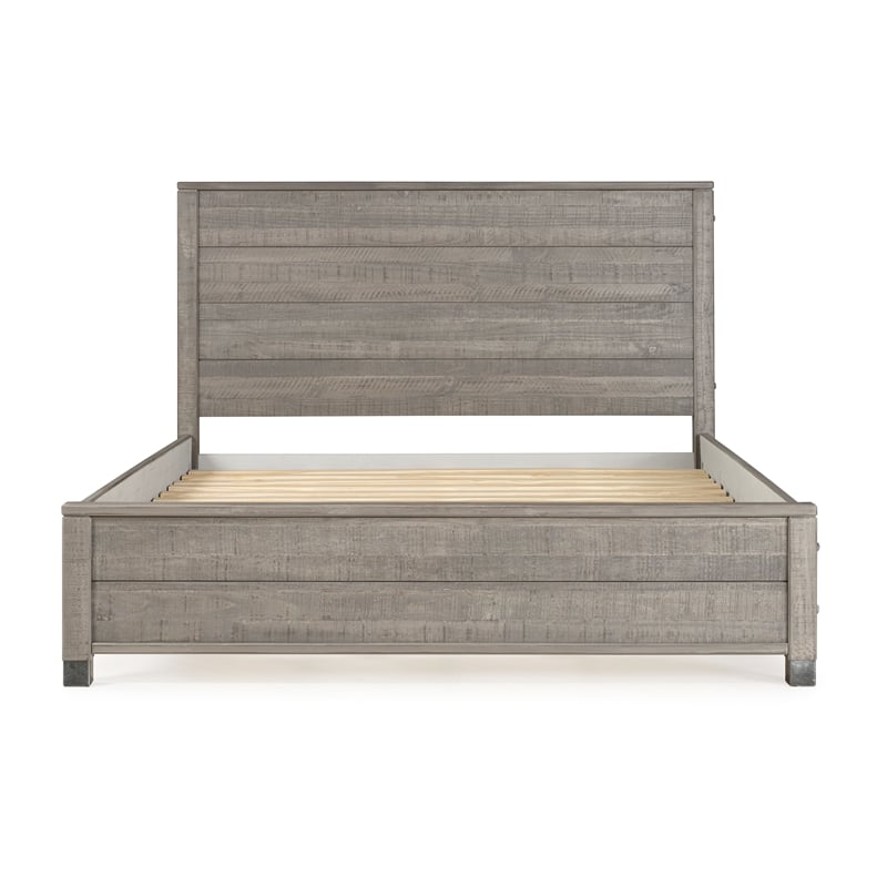 Pemberly Row Modern Solid Wood King Platform Bed in Driftwood Gray
