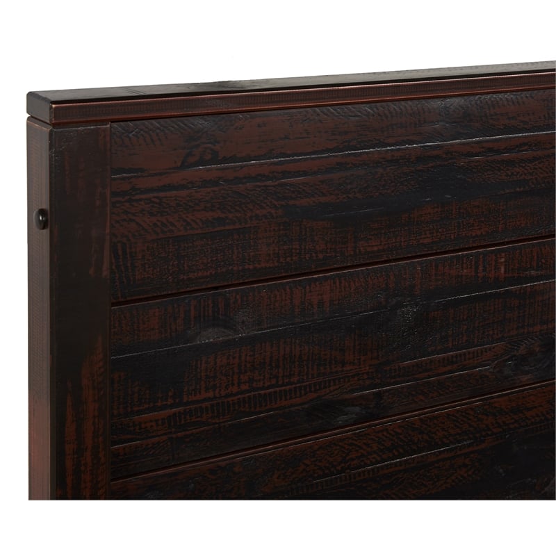 Pemberly Row Contemporary Solid Wood Queen Platform Bed in Walnut