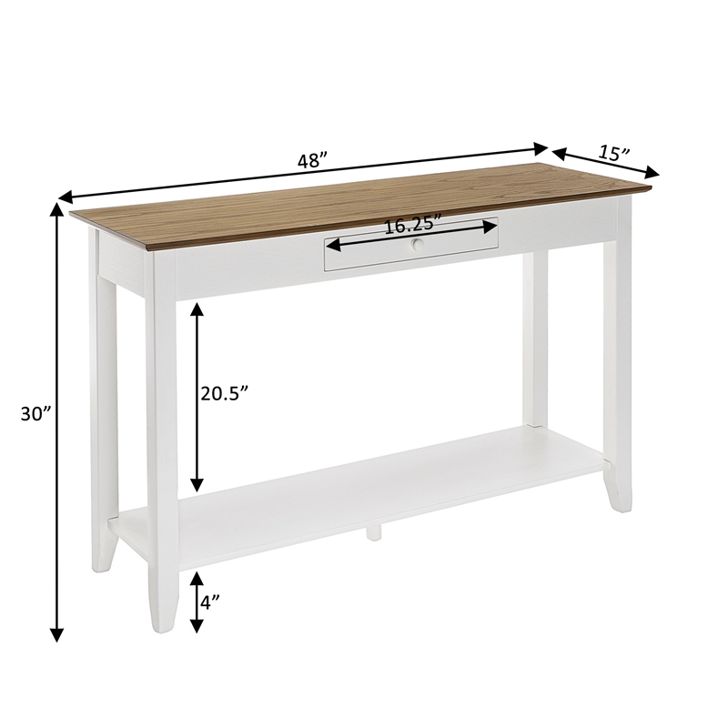 Pemberly Row One-Drawer Console Table with Shelf in White Wood Finish