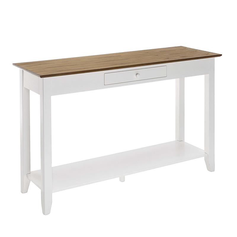 Pemberly Row One-Drawer Console Table with Shelf in White Wood Finish