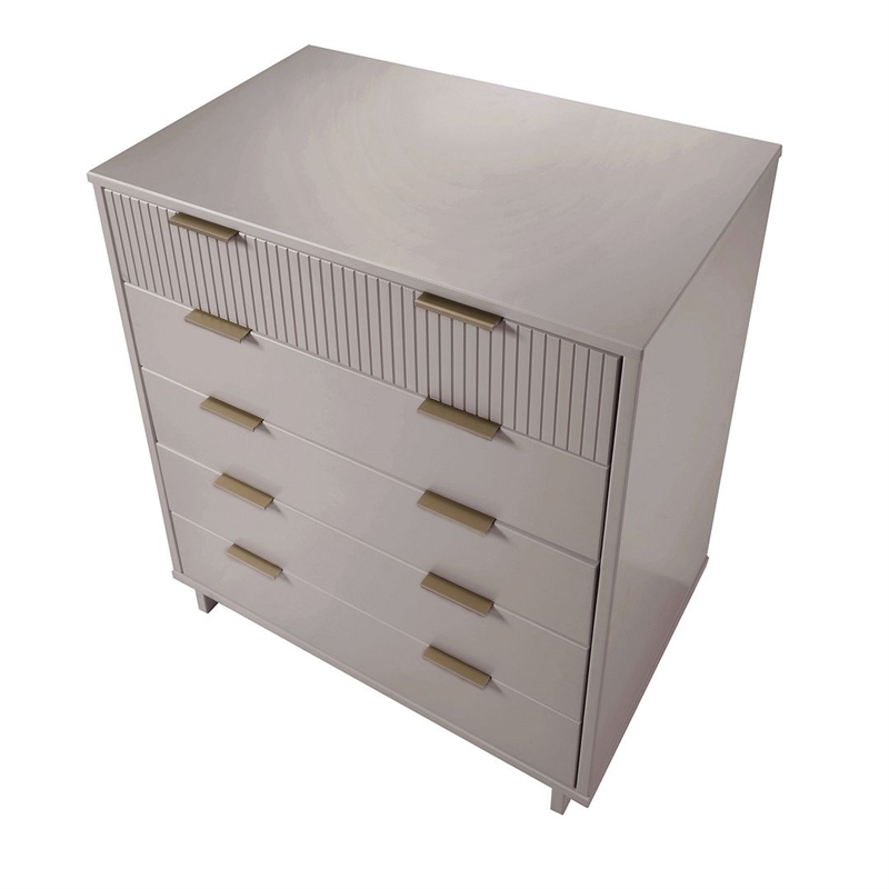 Pemberly Row Modern Tall Engineered Wood Dresser in Light Gray