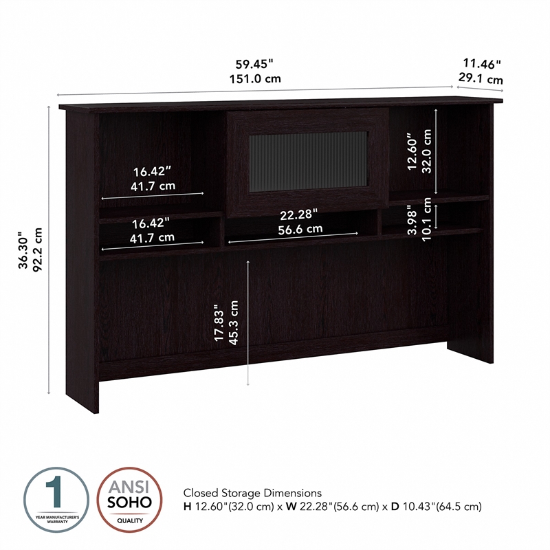 Pemberly Row Hutch with Lifting Door in Espresso Oak - Engineered Wood