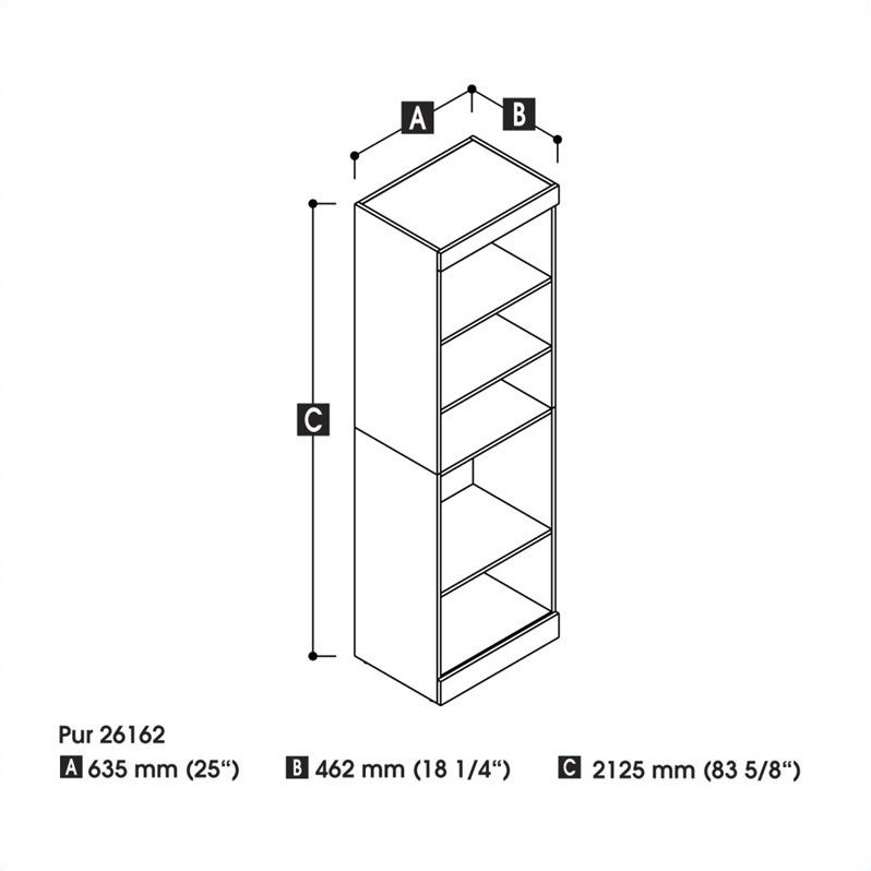 Pemberly Row 25W Closet Organizer in White - Engineered Wood