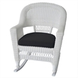 Pemberly Row Outdoor Patio Rocker Chair in White with Black Cushion (Set of 2)
